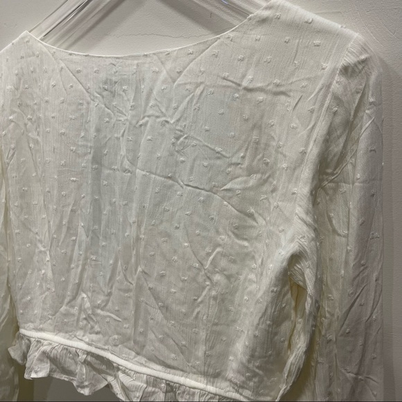 Nasty Gal Cupped Square Neck Ruffle Hem Blouse in White Size 6 New - Picture 10 of 12